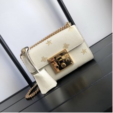 Gucci Padlock Bee Star Small Shoulder Bag 432182 White