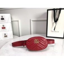 Gucci Chevron Leather GG Marmont Matelassé Belt Bag 476434 Red