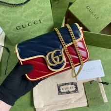 Gucci GG Marmont Beloved Mini Bag Blue And Red Leather 574969