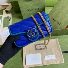 Gucci GG Marmont Beloved Mini Bag Blue And Turquoise Leather 574969