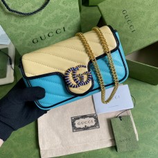 Gucci GG Marmont Beloved Mini Bag Butter And Blue Leather 574969