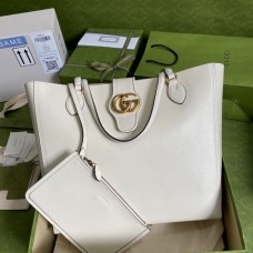 Gucci Medium ToTe With Double G Leather 649577 White