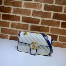 Gucci GG Marmont Flap Bag 446744 White/Navy Trap