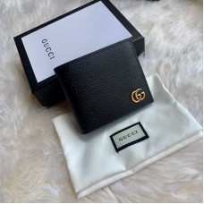 Gucci Black Leather GG Marmont Large Bi-Fold Wallet 428726