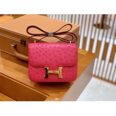 Hermes Constance 18 South Africa Ostrich Leather With Bright Pink