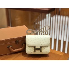 Hermes Constance 18 South Africa Ostrich Leather With White