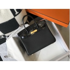 HERMES Togo Matte Alligator Birkin Touch Black