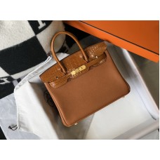 HERMES Togo Matte Alligator Birkin Touch Orange