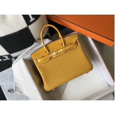 HERMES Togo Matte Alligator Birkin Touch Yellow