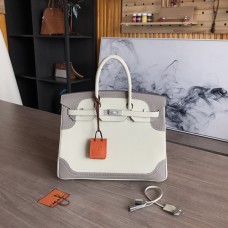 Hermes Birkin Togo and Swift Ghillies Anemone Bag White