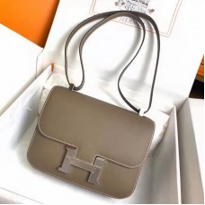 Hermes Constance Epsom 23cm（18cm）Bag Elephant Grey With Silver Hardware