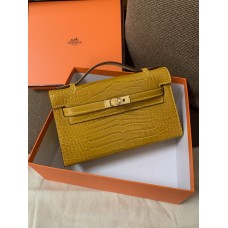 Hermes Kelly Bag 22CM Crocodile Stripe Earth Yellow