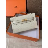 Hermes Kelly Bag 22CM Crocodile Stripe White