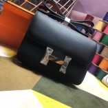 Hermes Constance 23cm(18cm) Bag Black with Silver Hardware