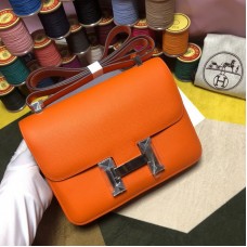 Hermes Constance 23cm(18cm) Bag Orange with Silver Hardware