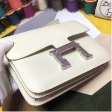 Hermes Constance 23cm(18cm) Bag White with Silver Hardware