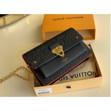 Louis Vuitton Vavin Chain Wallet Monogram Emperinte Leather M67839 Black Red