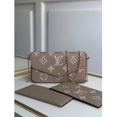 Louis Vuitton Félicie Pochette Monogram Empreinte Leather in Gray