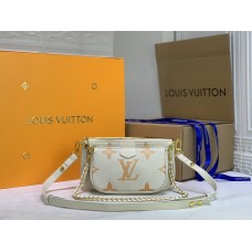 Louis Vuitton Multi Pochette Accessoires Monogram Empreinte Leather White&Orange