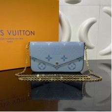 Louis Vuitton Félicie Pochette Monogram Empreinte Leather M80498 Blue