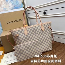 Louis Vuitton Damier Azur Canvas Neverfull MM N41605 Rose