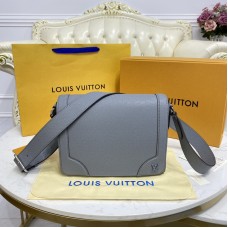 Louis Vuitton New Flap Messenger Gray Taiga Cowhide Leather M30808