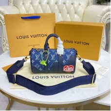 Louis Vuitton Keepall XS Monogram Denim And Navy Blue Taurillon Leather M81011