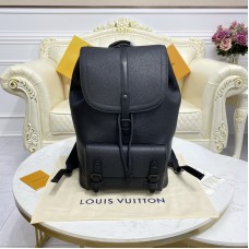 Louis Vuitton Christopher Slim Backpack Black Taurillon Leather