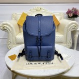 Louis Vuitton Christopher Slim Backpack Blue Taurillon Leather