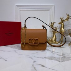 Valentino Garavani VSLING Box Calf Shoulder Bag In Brown