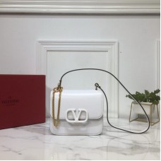 Valentino Garavani VSLING Box Calf Shoulder Bag In White