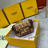 Fendi Baguette NANO Frosted Coin Purse Brown