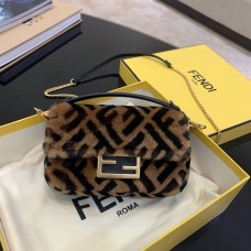 Fendi Baguette Brown Sheepskin Handbag 68602B