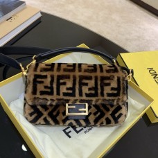 Fendi Baguette Brown Sheepskin Handbag 68603B