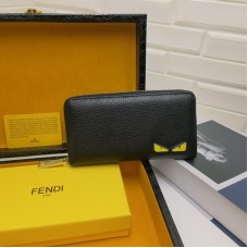 Fendi Full Zip Wallet in Smooth Black Leather