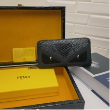 Fendi Zippered Eagle Eye Long Wallet Black