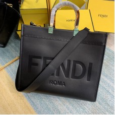 Fendi Sunshine Medium Black Leather Shopper