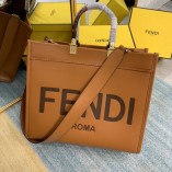 Fendi Sunshine Medium Brown Leather Shopper