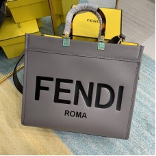 Fendi Sunshine Medium Dark Grey Leather Shopper