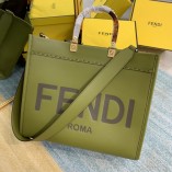 Fendi Sunshine Medium Green Leather Shopper