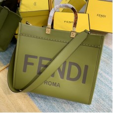 Fendi Sunshine Medium Green Leather Shopper