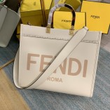 Fendi Sunshine Medium White Leather Shopper