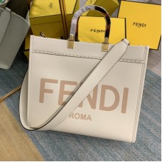 Fendi Sunshine Medium White Leather Shopper