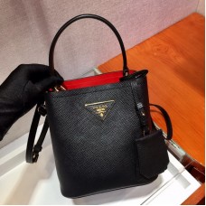 Prada Small Saffiano Leather Prada Panier Bag Black 1BA217