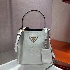 Prada Small Saffiano Leather Prada Panier Bag White 1BA217