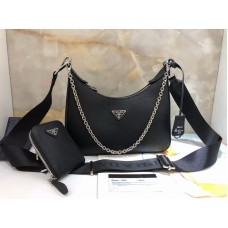 Prada Women's Black Leather Re-edition 2005 Handbag 1BH204