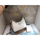 Prada Women's White Leather Re-edition 2005 Handbag 1BH204