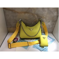 Prada Women's Yellow Leather Re-edition 2005 Handbag 1BH204