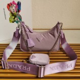 Prada Re-Edition 2005 Re-Nylon Hobo Bag Purple 1BH204