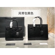 Saint Laurent Sac de jour Bag Croc Black